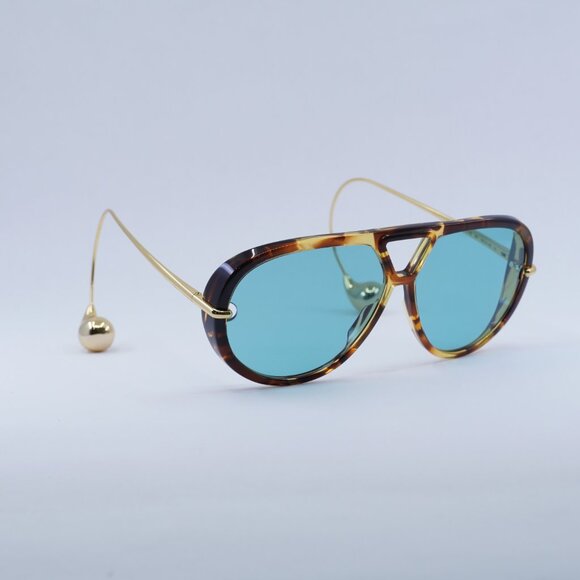 Bottega Veneta BV1273S 007 Sunglasses Havana/Gold Geometric Frame, Green Lenses main image 12
